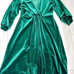 Pinkblush Green Velvet Dress
